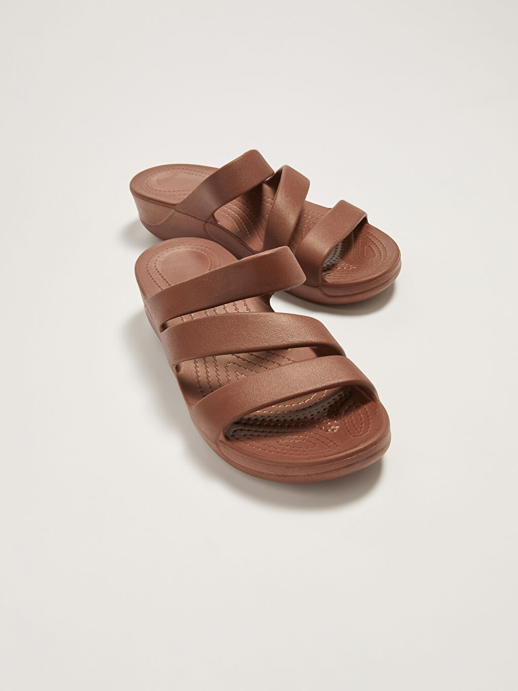 Kahverengi Çift Bantlı Kadın Plaj Terliği-2