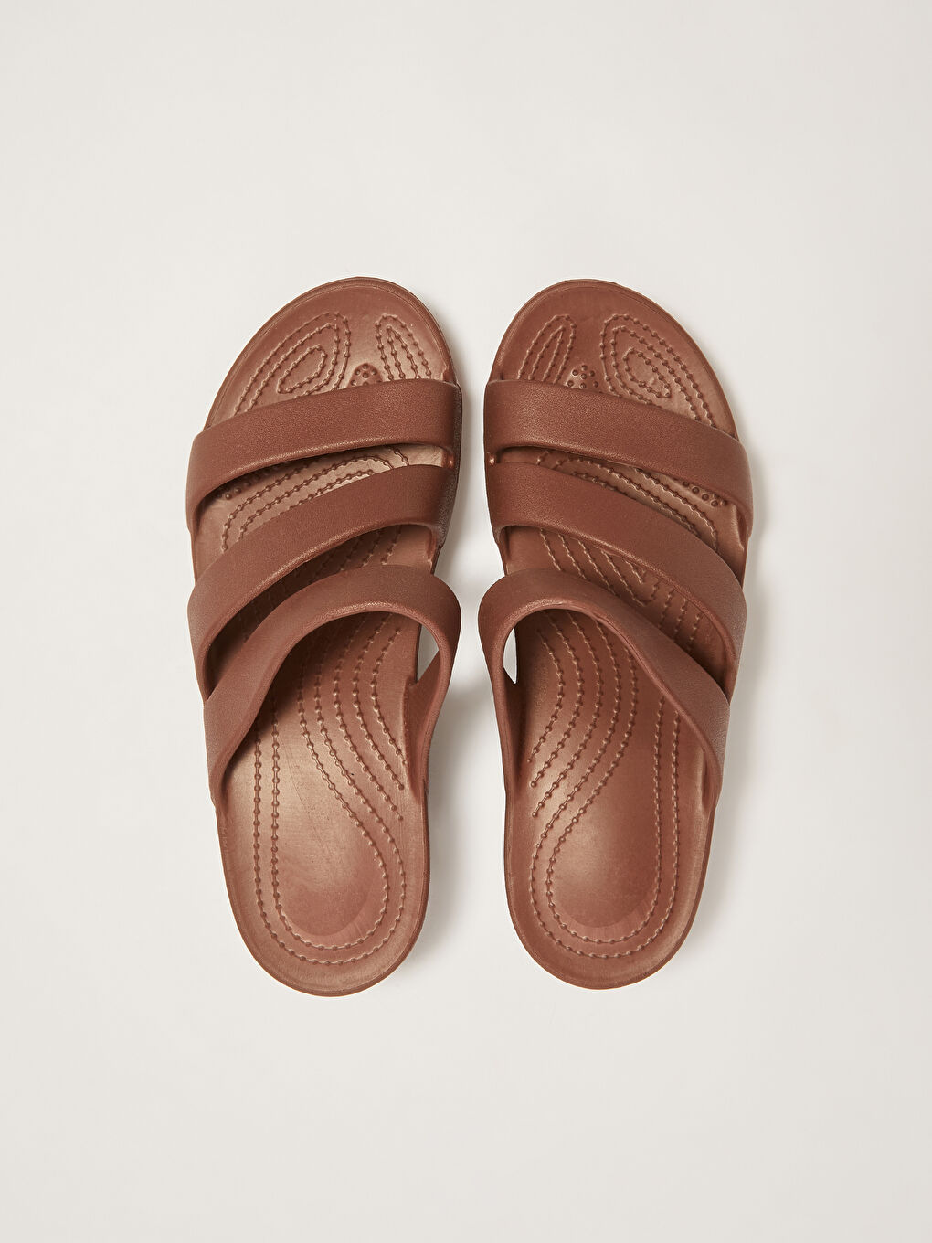 Kahverengi Çift Bantlı Kadın Plaj Terliği-3