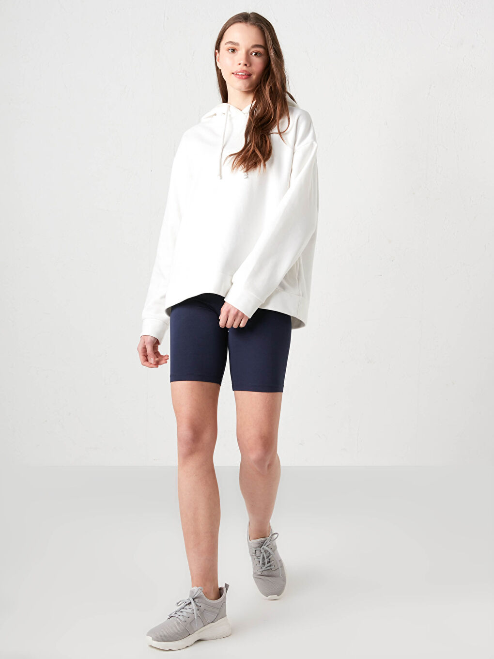 Lacivert Beli Lastikli Kadın Spor Biker Şort Tayt-2