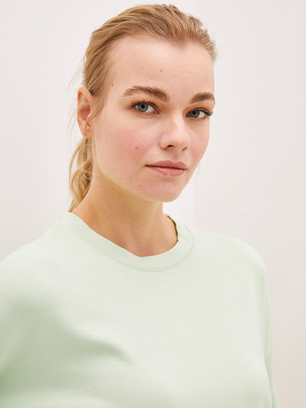 Yeşil Bisiklet Yaka File Detaylı Uzun Kollu Kadın Tunik-6