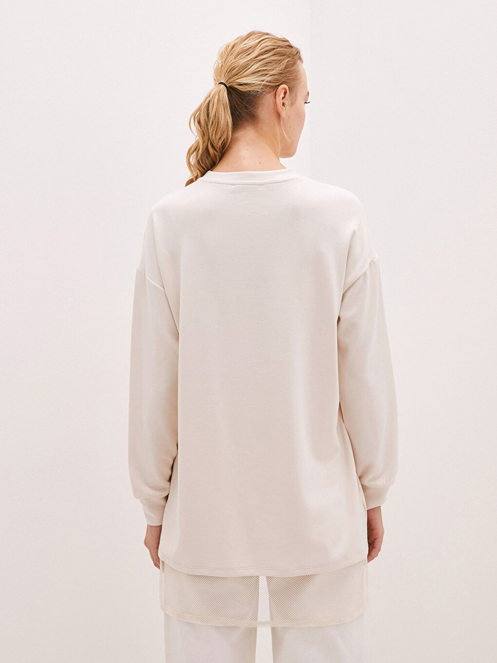 Gri Bisiklet Yaka File Detaylı Uzun Kollu Kadın Tunik-9