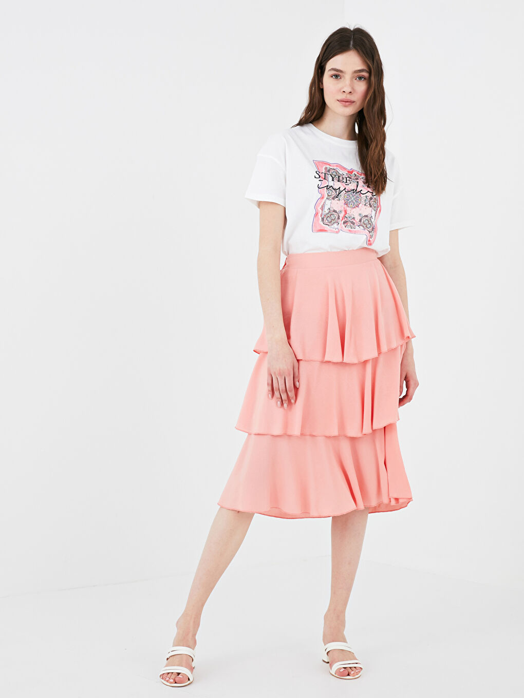 Elastic Waist Frilly Woman Skirt -S1I087Z8-GB4