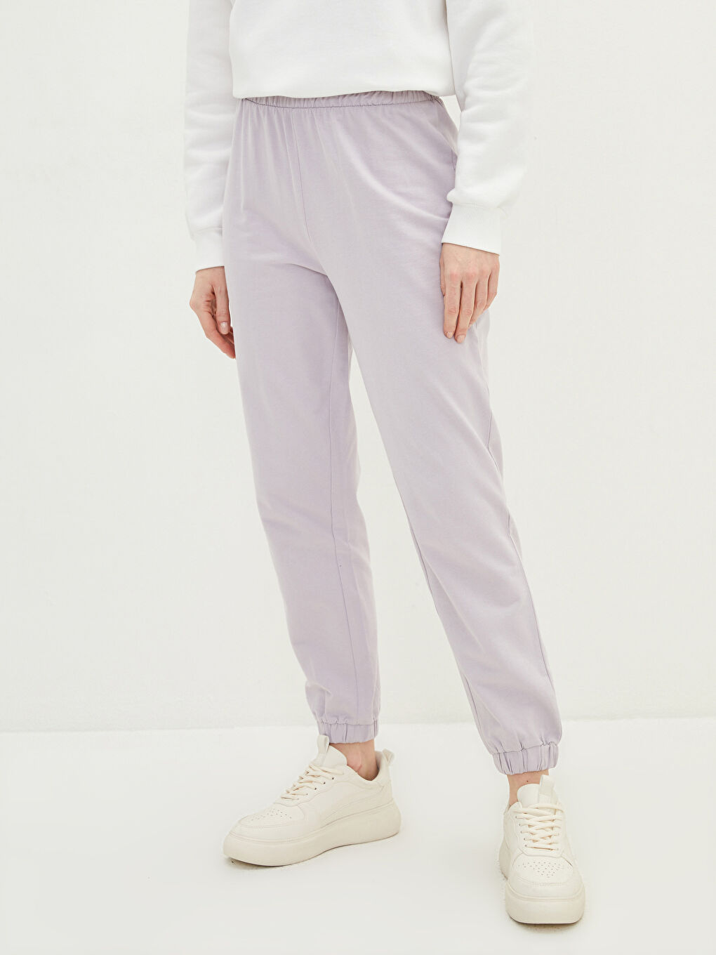 Women's Elasticated Waist Plain Jogger Sweatpants -S1I091Z8-UUA