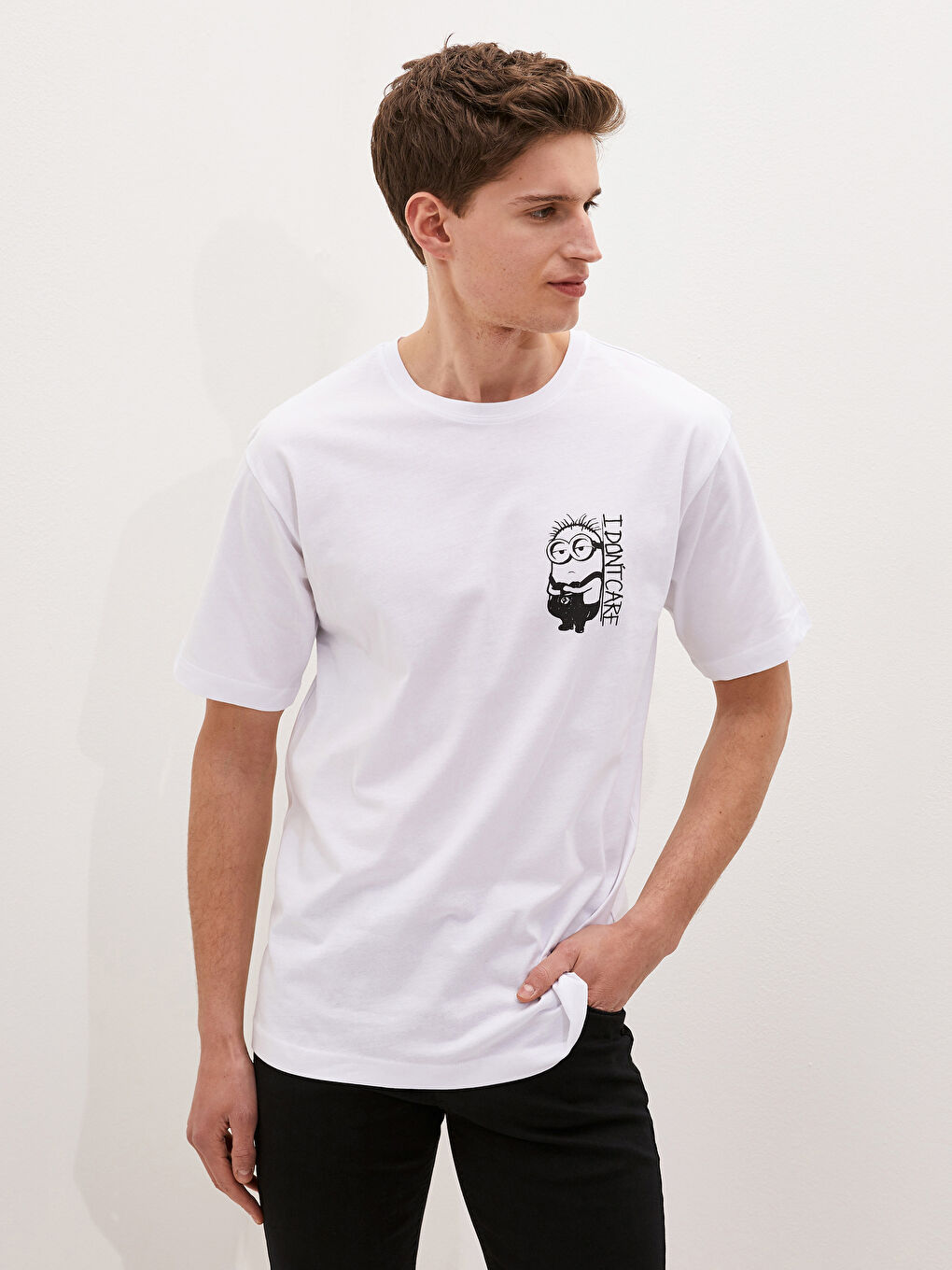 Crew Neck Short Sleeve Minions Printed Jersey Men's T-Shirt-1