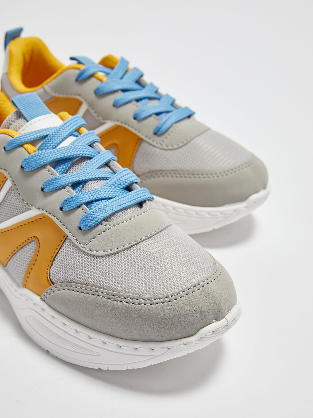 Gri File Detaylı Bağcıklı Erkek Çocuk Günlük Spor Ayakkabı-4