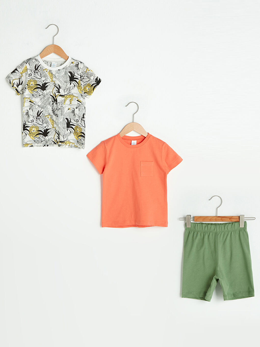 Sarı Bisiklet Yaka Kısa Kol Erkek Bebek 3'lü Takım