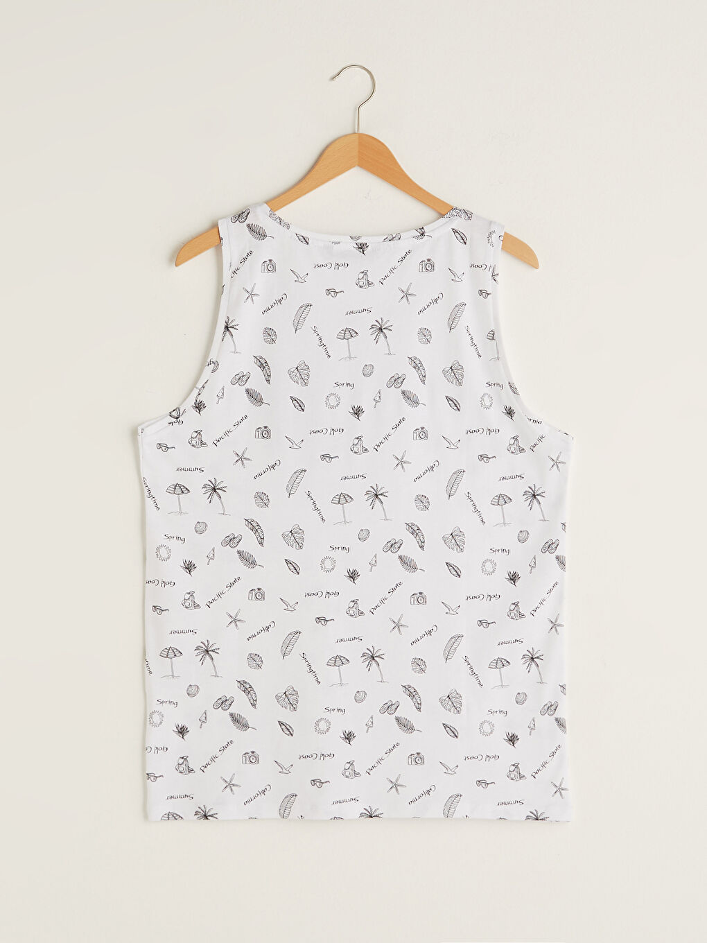 Tricou fără mâneci din bumbac imprimat cu guler rotund pentru bărbați-6