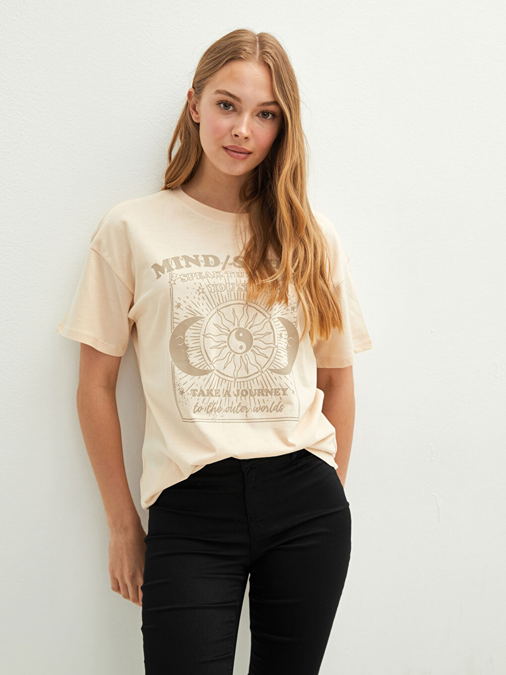 Crew Neck Printed Short Sleeve Women's T-Shirt-1