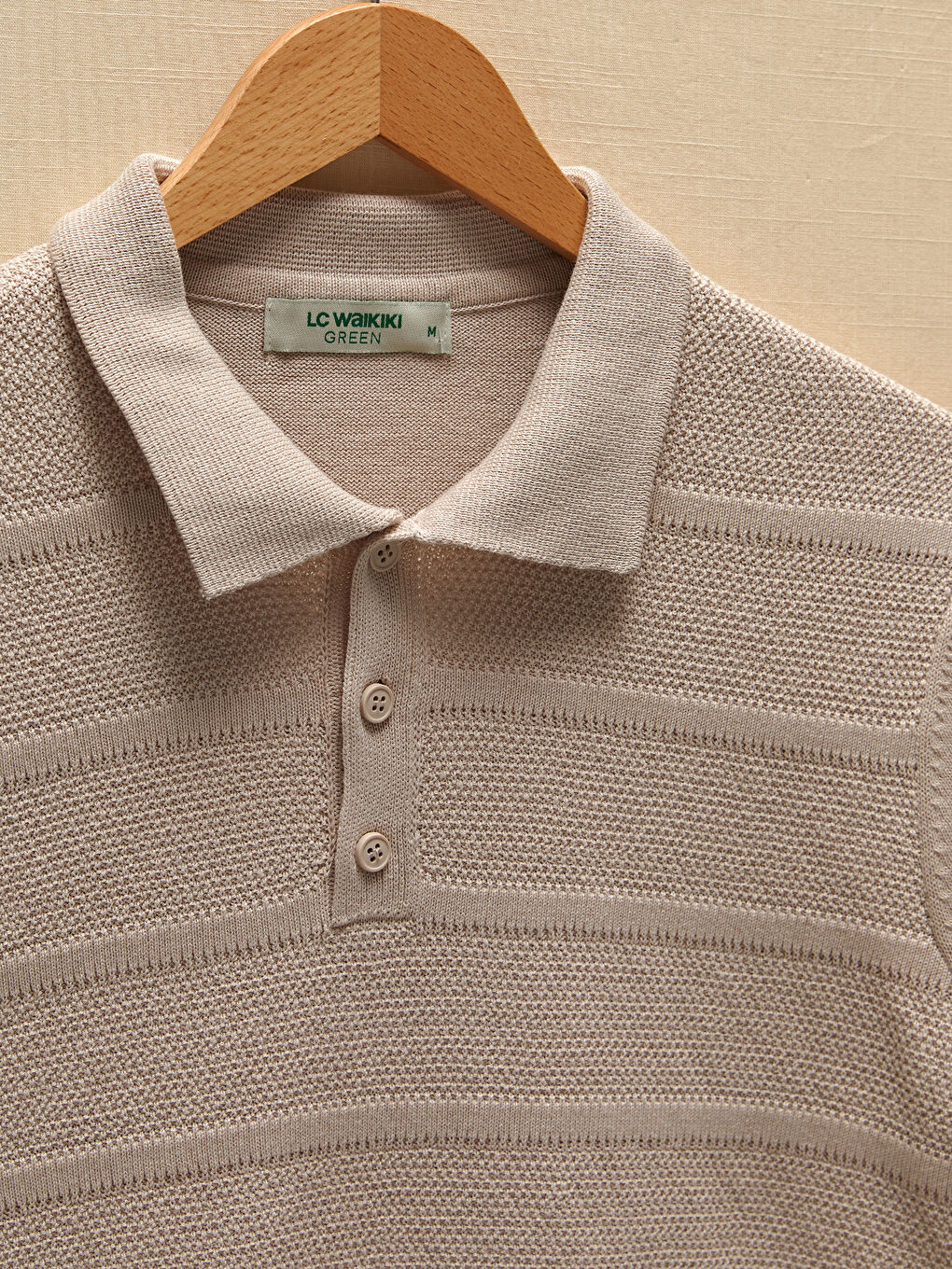 Gri Polo Yaka Kısa Kollu Çizgili Erkek Triko Kazak-7