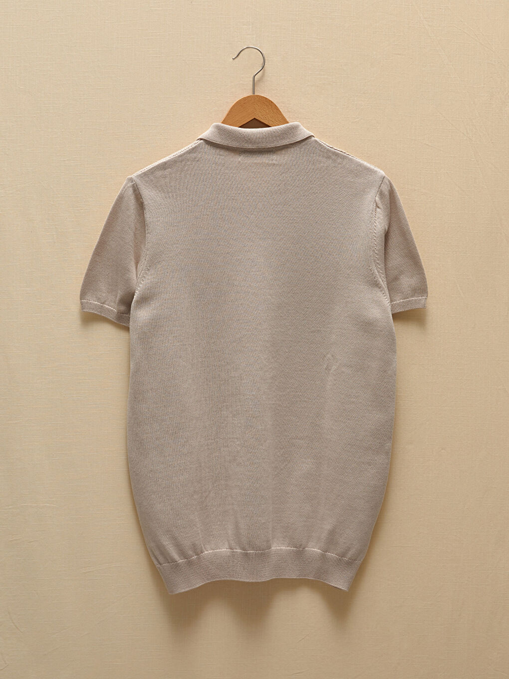 Gri Polo Yaka Kısa Kollu Çizgili Erkek Triko Kazak-8