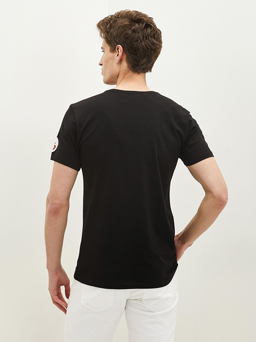 Siyah Bisiklet Yaka Kısa Kollu Galatasaray Baskılı Penye Erkek Tişört-2