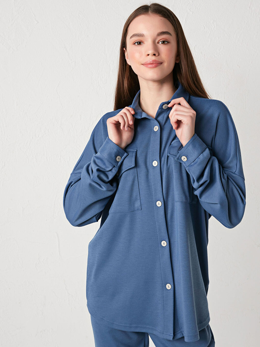 Pocket Detailed Long Sleeve Women's Shirt-2
