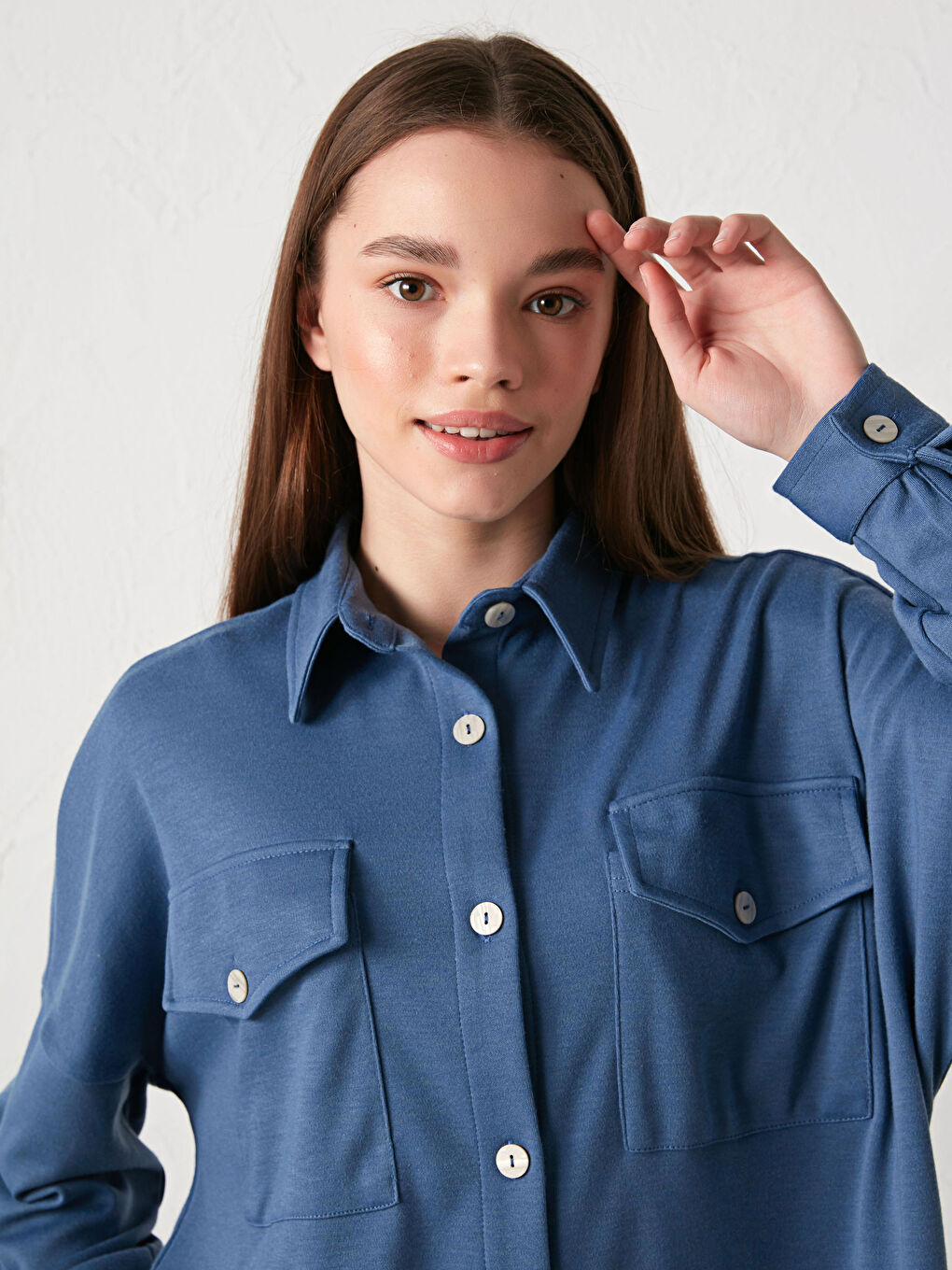 Pocket Detailed Long Sleeve Women's Shirt-4