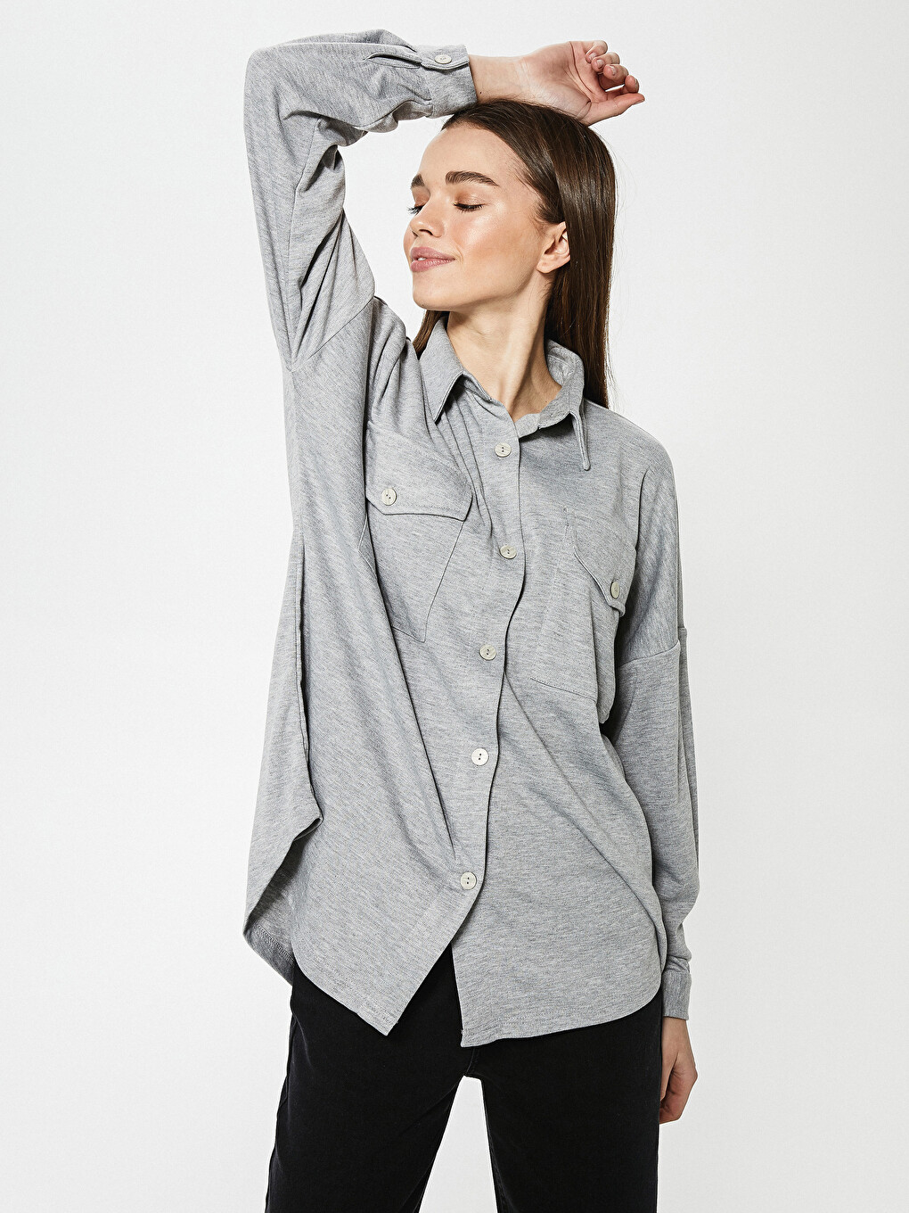 Pocket Detailed Long Sleeve Women's Shirt-1