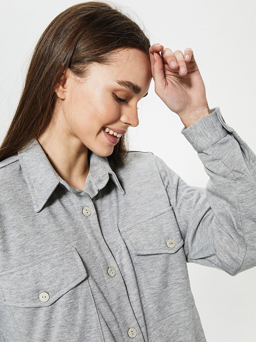 Pocket Detailed Long Sleeve Women's Shirt-2