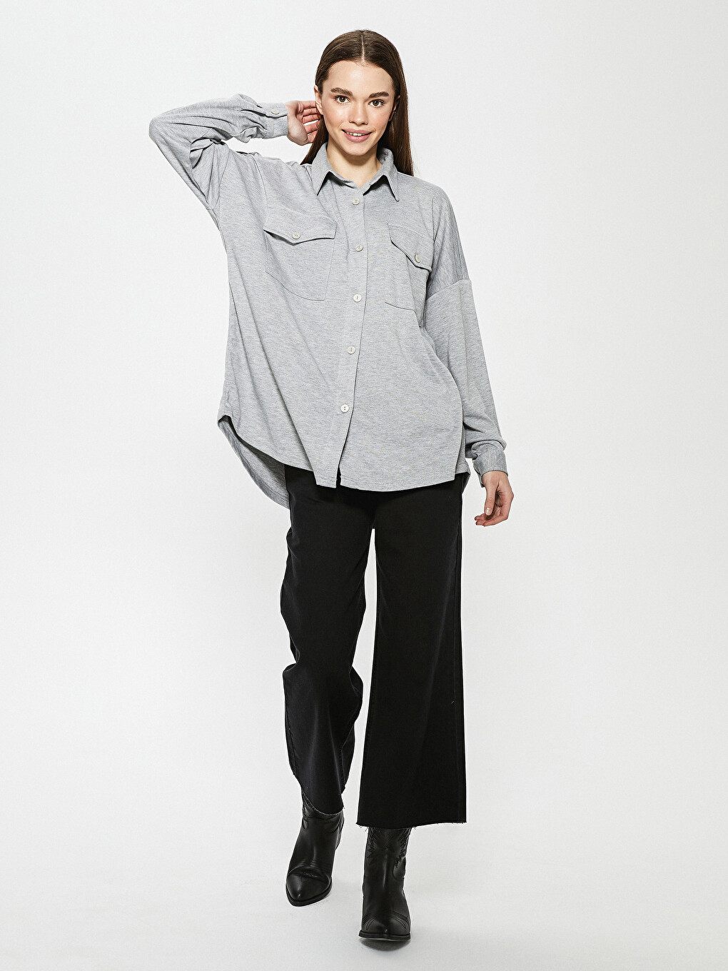 Pocket Detailed Long Sleeve Women's Shirt-3