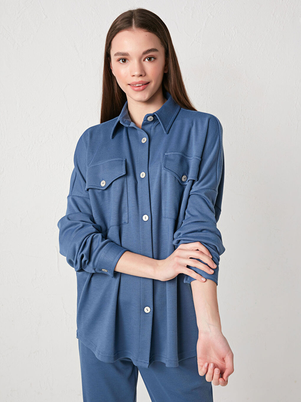 Pocket Detailed Long Sleeve Women's Shirt-1