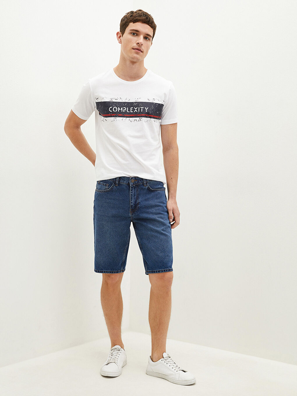 İndigo Standart Kalıp Erkek Jean Şort