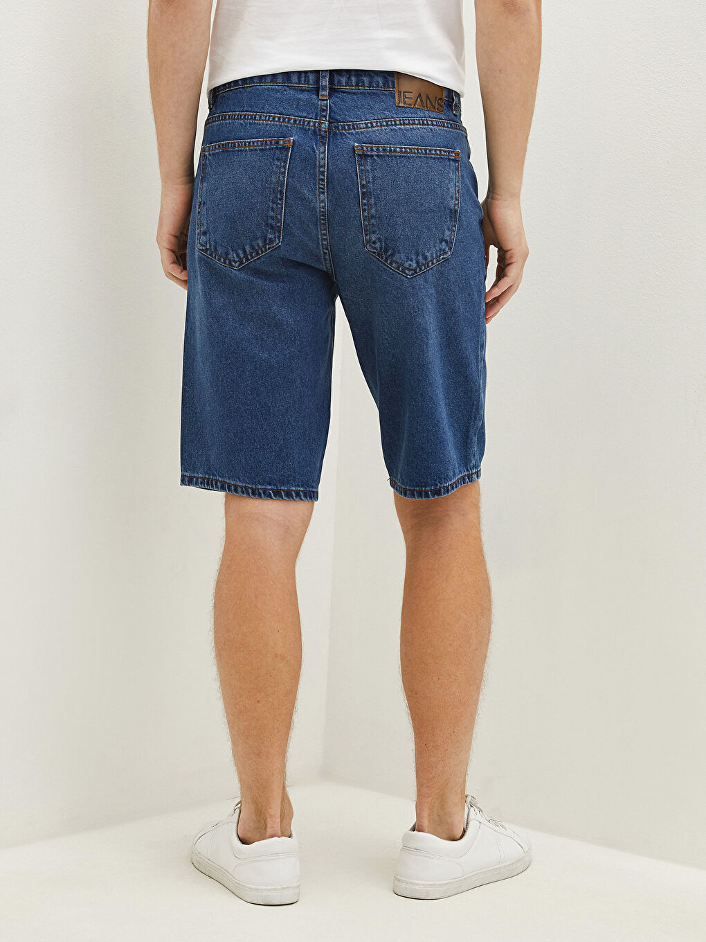 İndigo Standart Kalıp Erkek Jean Şort-3
