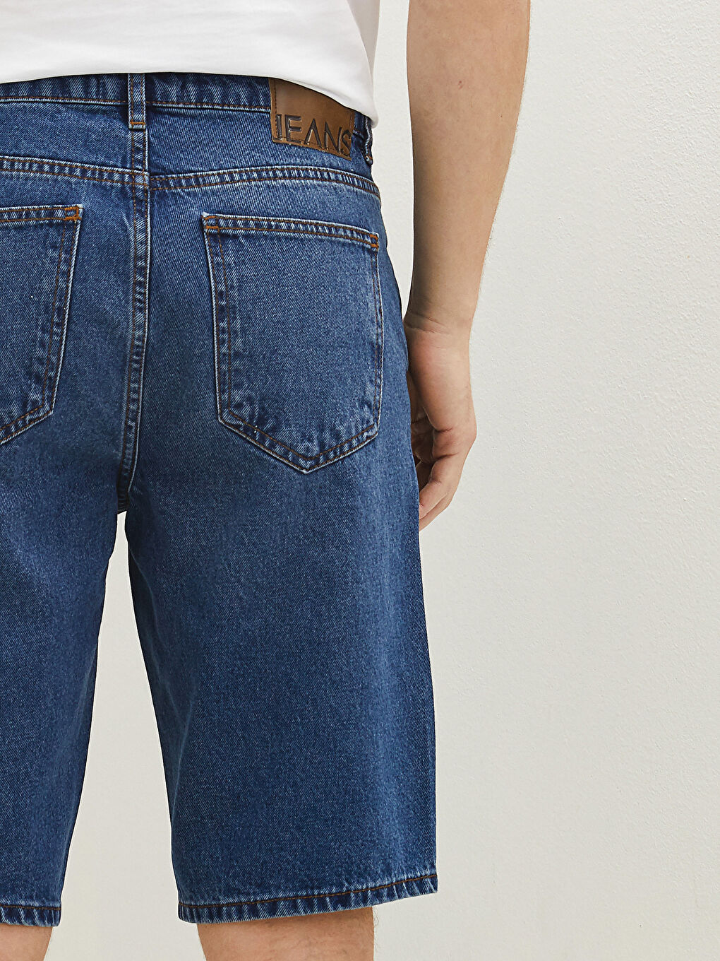 İndigo Standart Kalıp Erkek Jean Şort-4