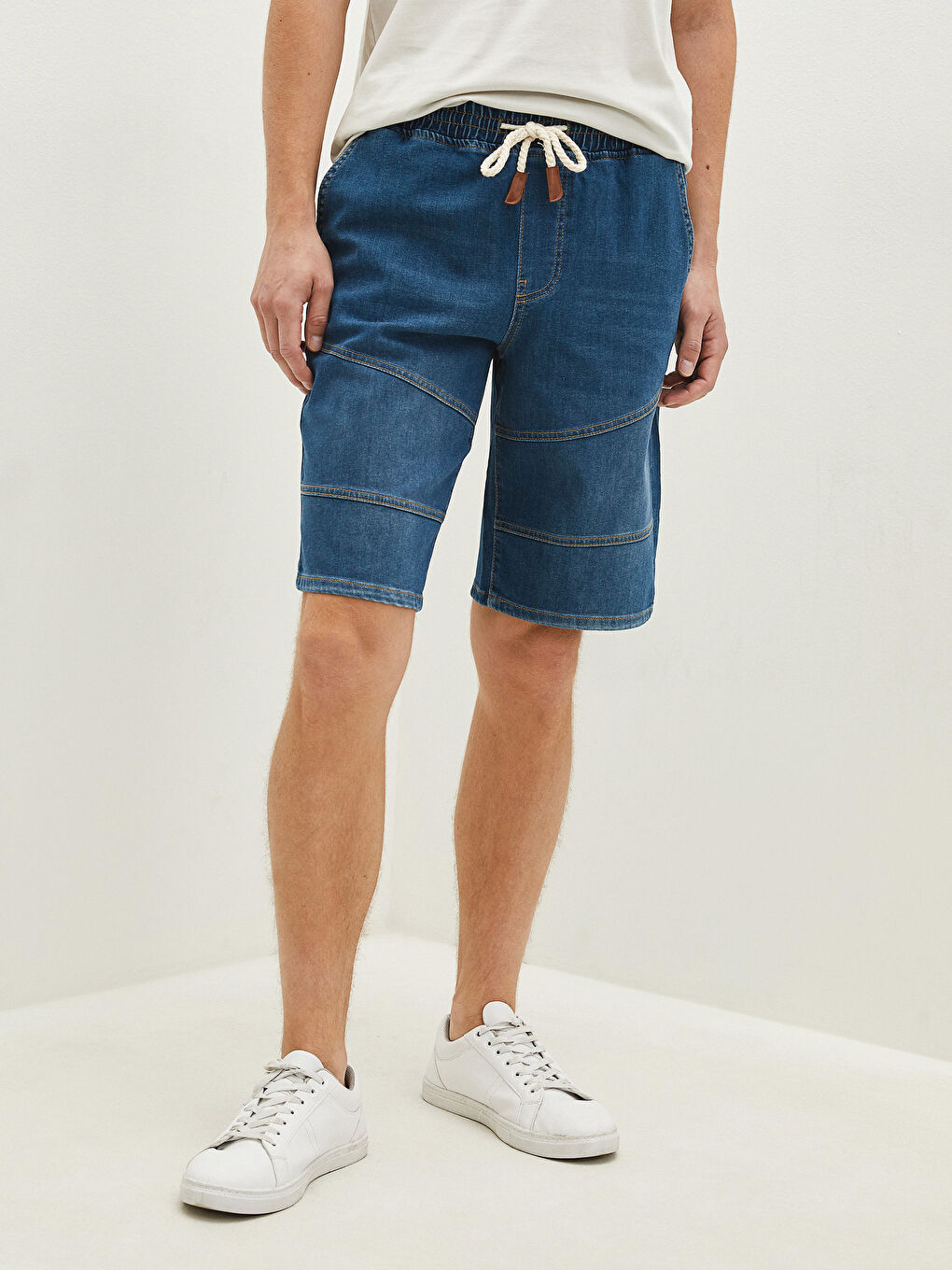 Yeşil Standart Kalıp Erkek Jean Şort-2