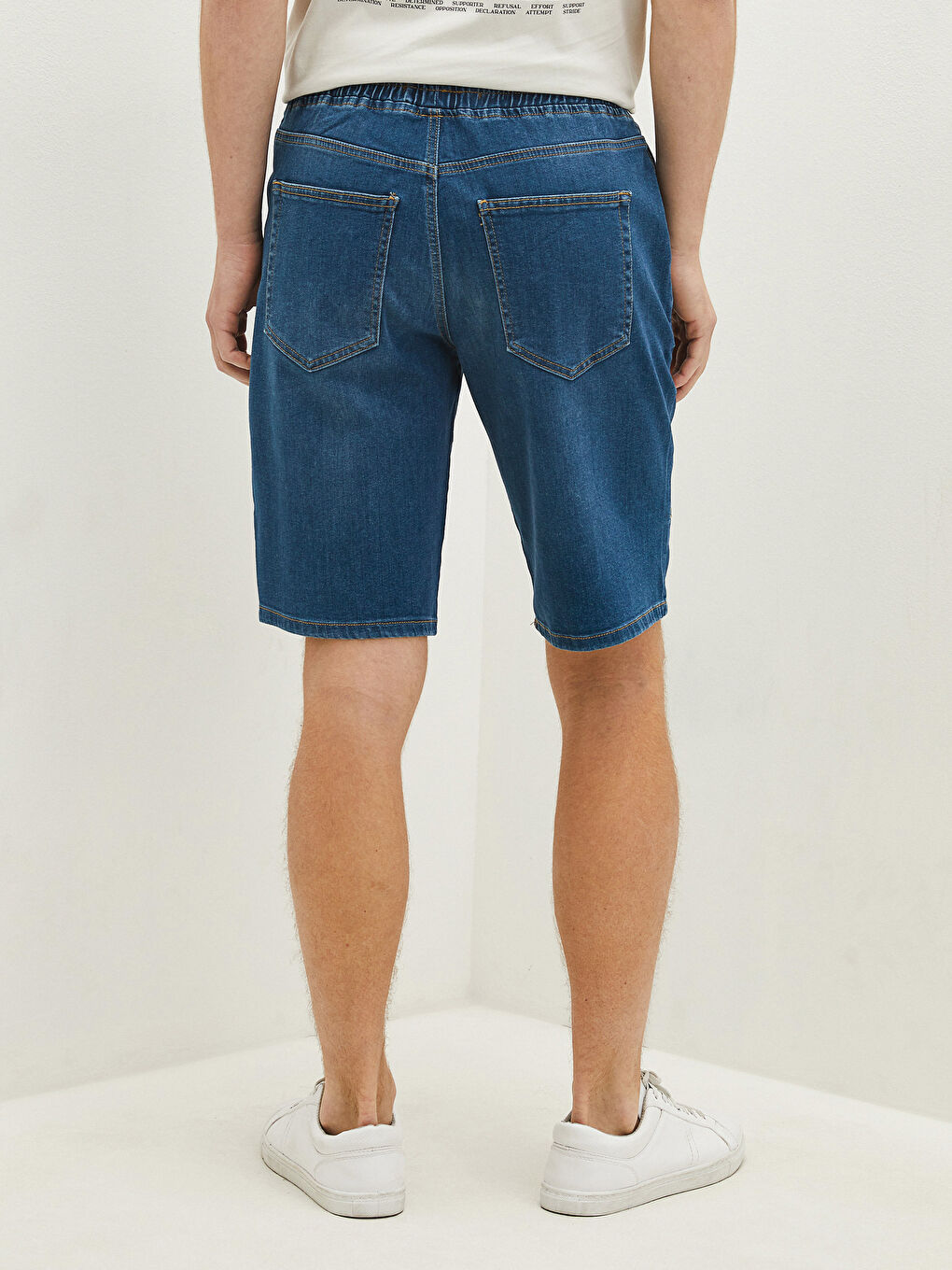 Yeşil Standart Kalıp Erkek Jean Şort-3