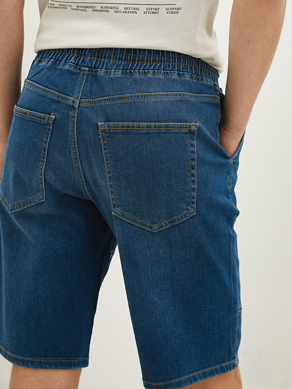 Yeşil Standart Kalıp Erkek Jean Şort-4