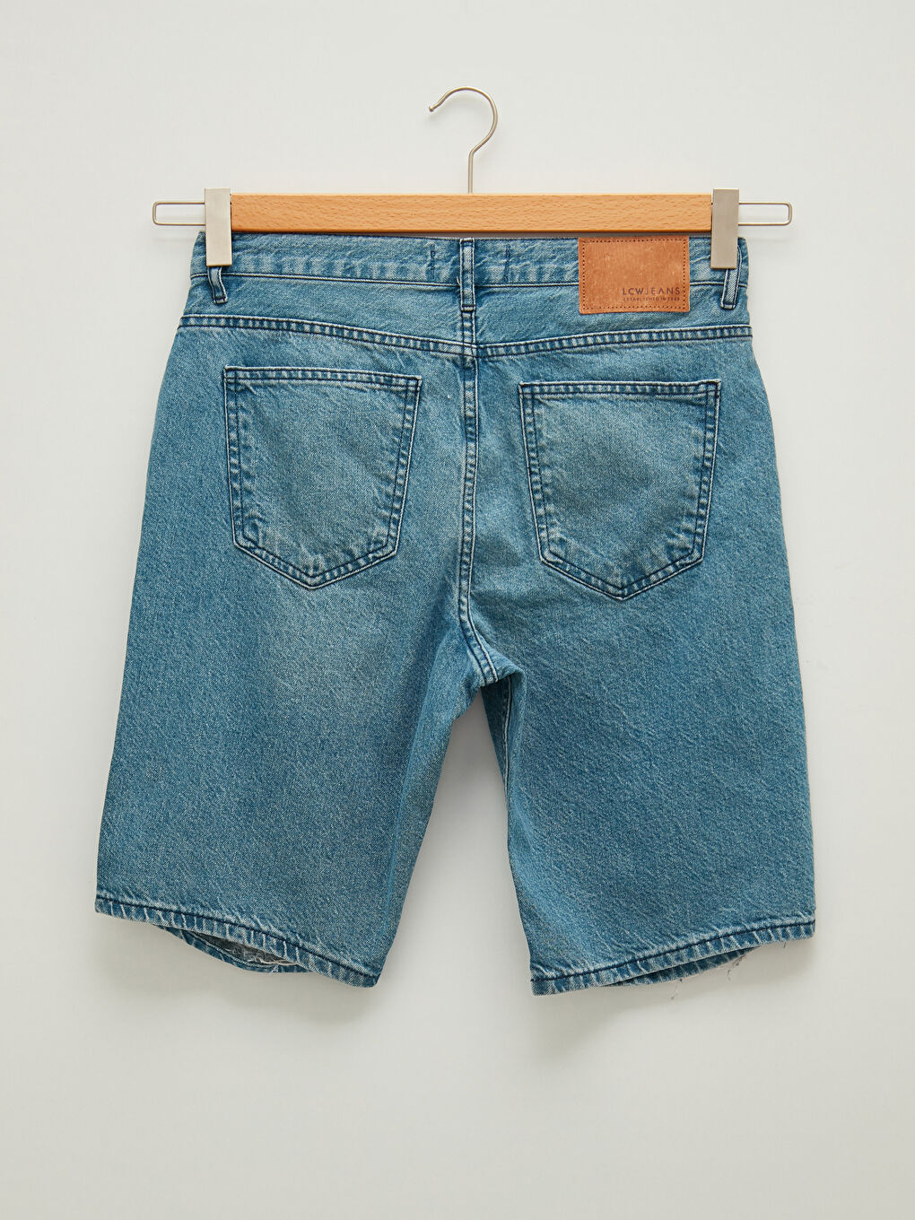 İndigo Standart Kalıp Erkek Jean Şort-6