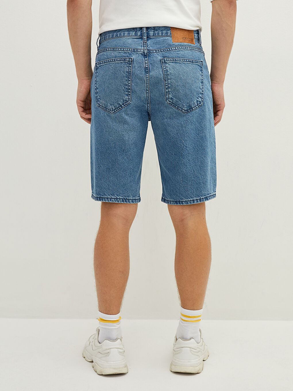 İndigo Standart Kalıp Erkek Jean Şort-3