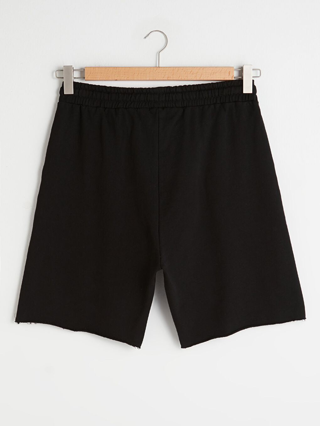 Siyah Standart Kalıp Beli Bağlama Detaylı Erkek Şort-7