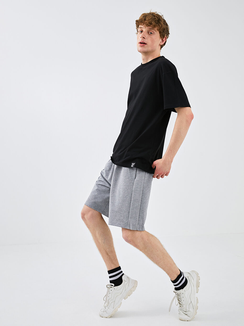 Standard Fit Men's Shorts with Waist Tie Detail-4