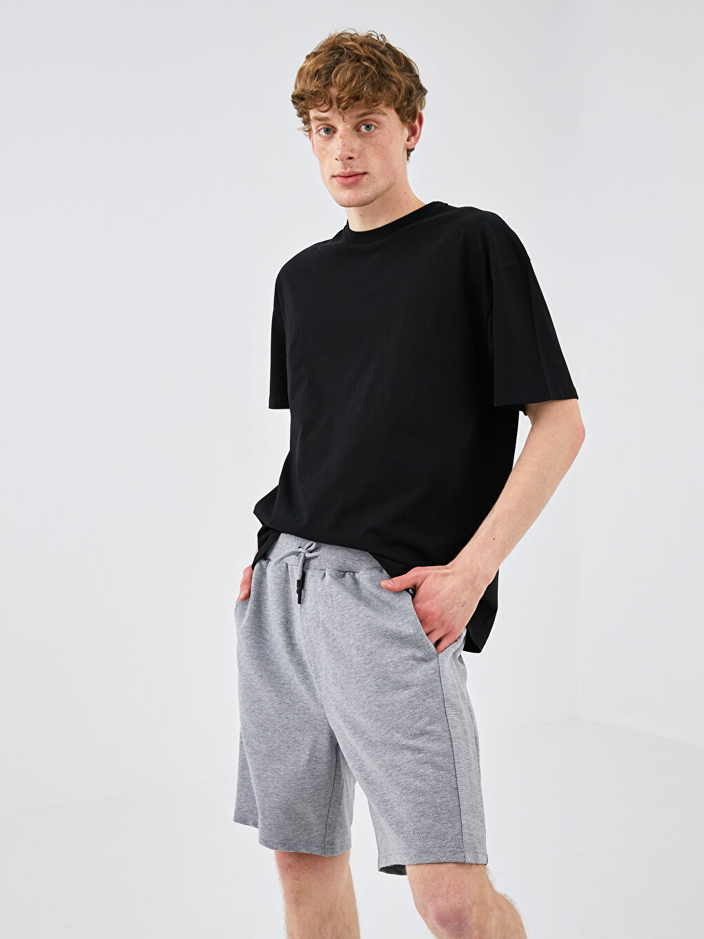 Standard Fit Men's Shorts with Waist Tie Detail