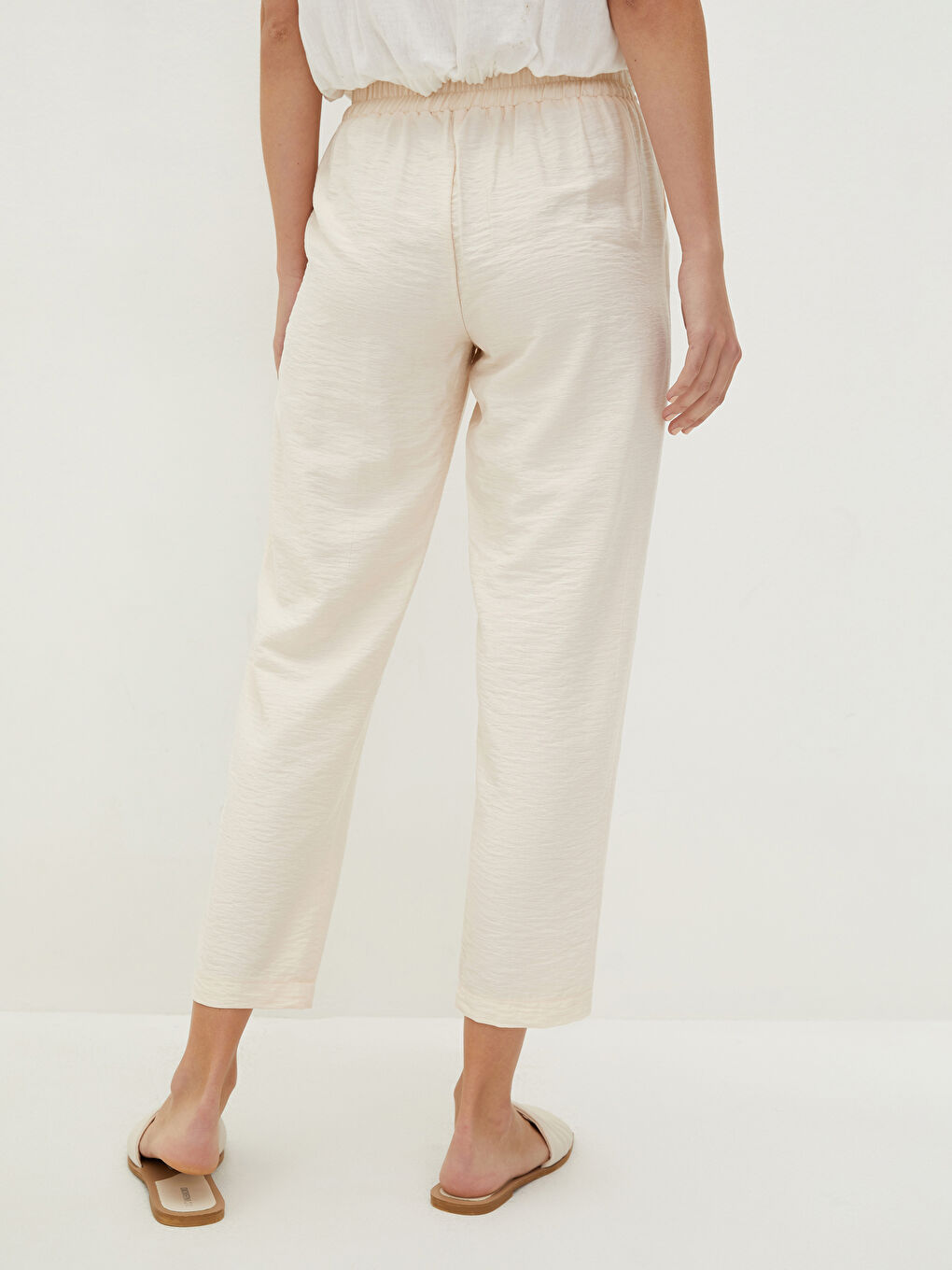 Beli Lastikli Düz Cep Detaylı Kadın Harem Pantolon-5