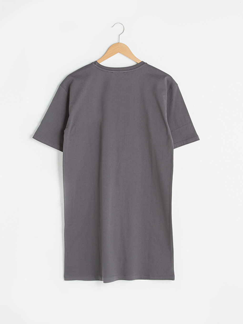 Antrasit Bisiklet Yaka Wonder Woman Baskılı Kısa Kollu Pamuklu Kadın Elbise-6