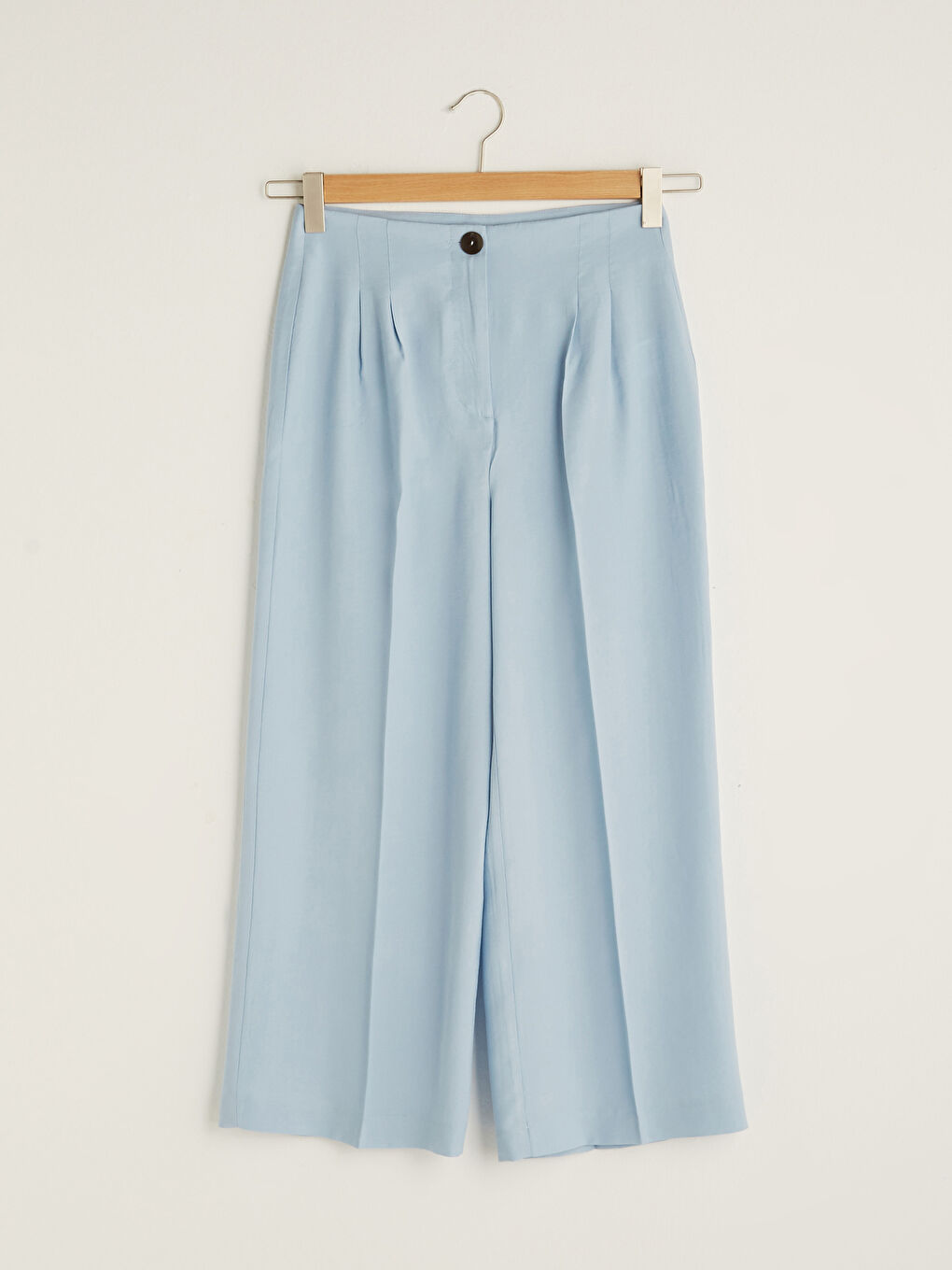 Taille Haute Uni Coupe Ample Pantalon Capri Longueur Cheville Femme-5