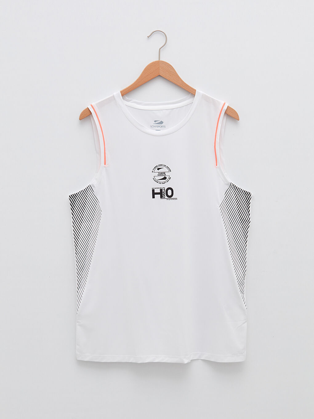 Beyaz Bisiklet Yaka Baskılı Erkek Kolsuz Tişört-6