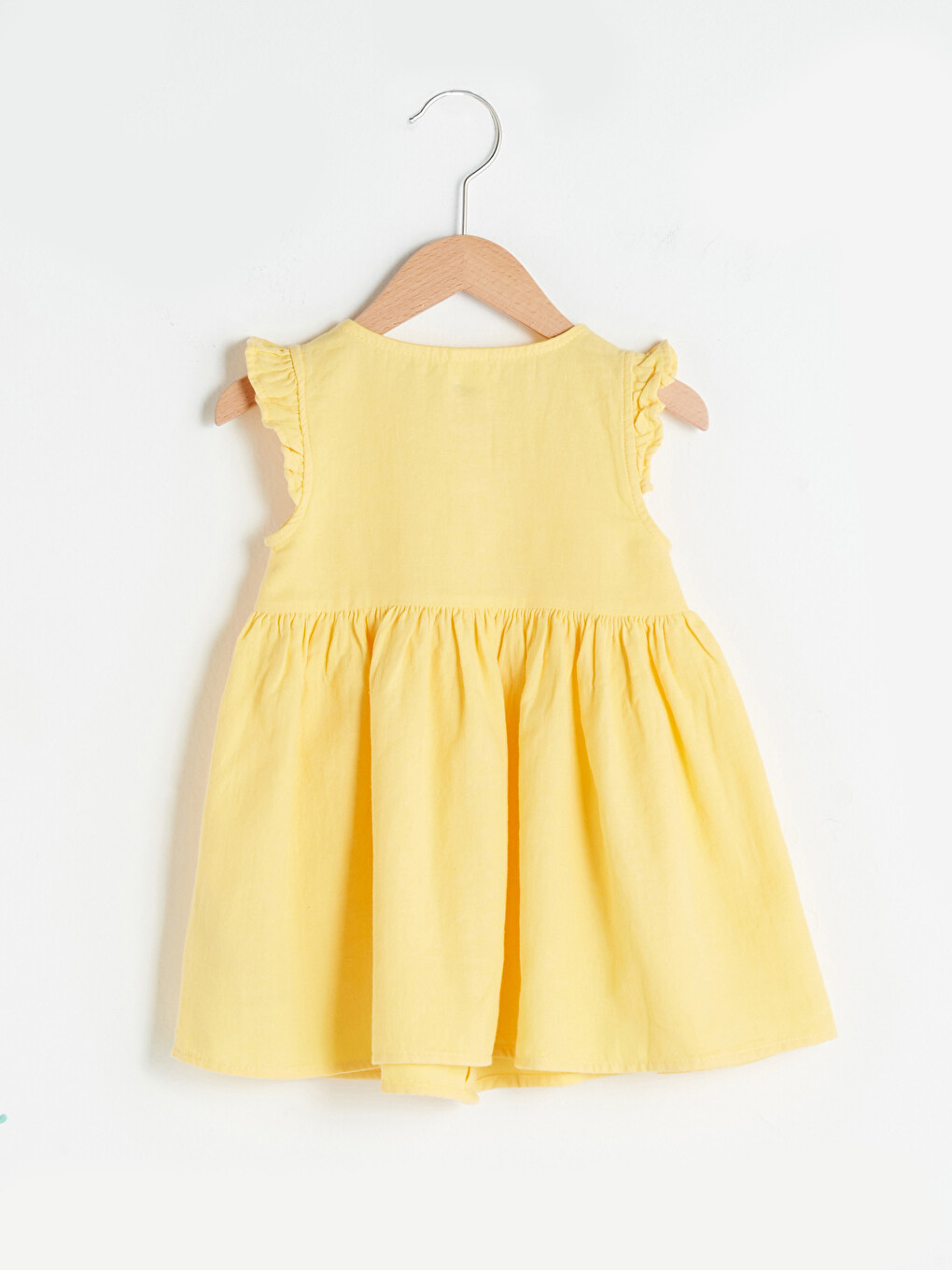 Crew Neck Ruffle Detail Cotton Baby Girl Dress-1