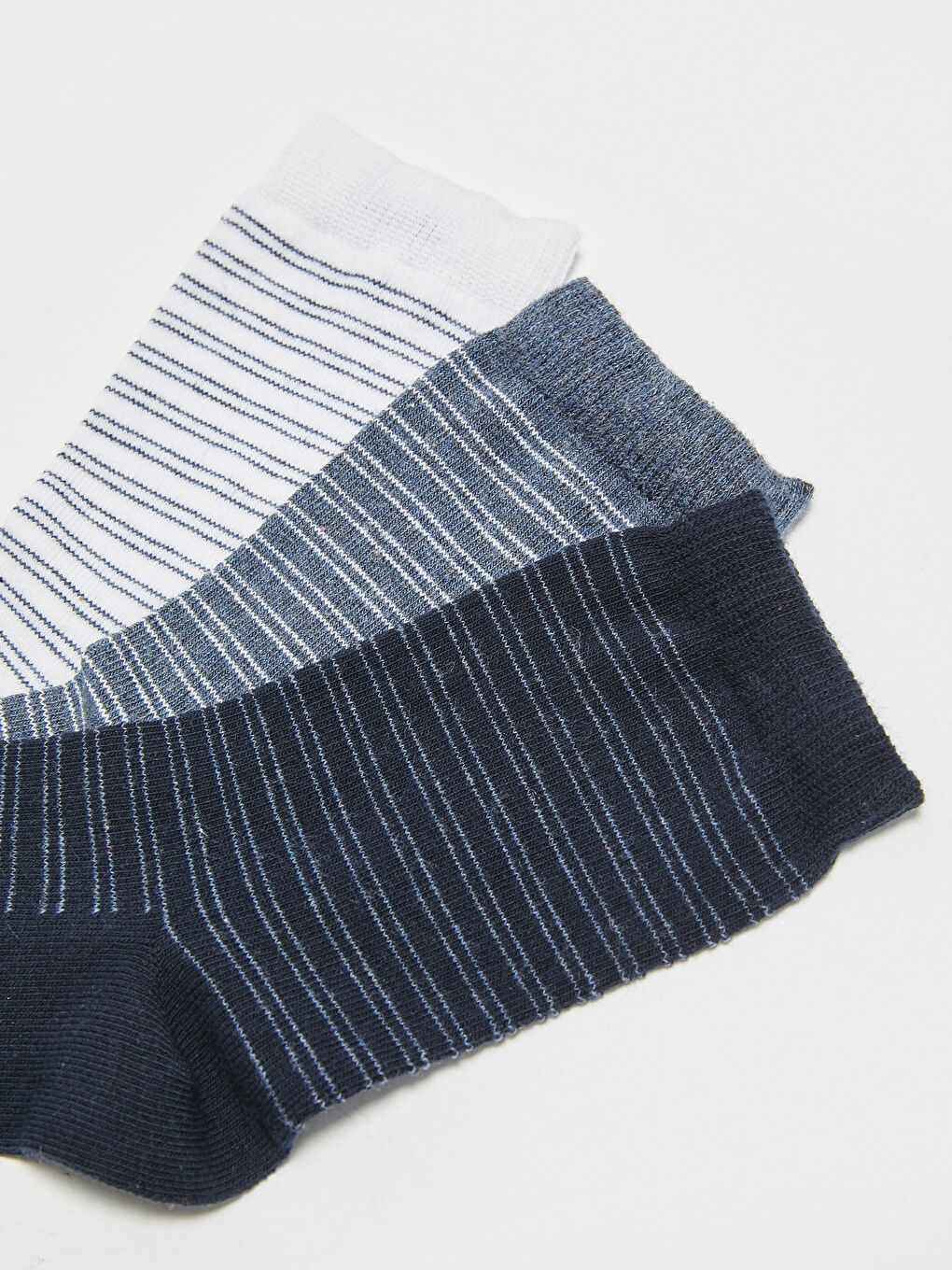 Beyaz Çizgili Erkek Çocuk Soket Çorap 3'lü-2