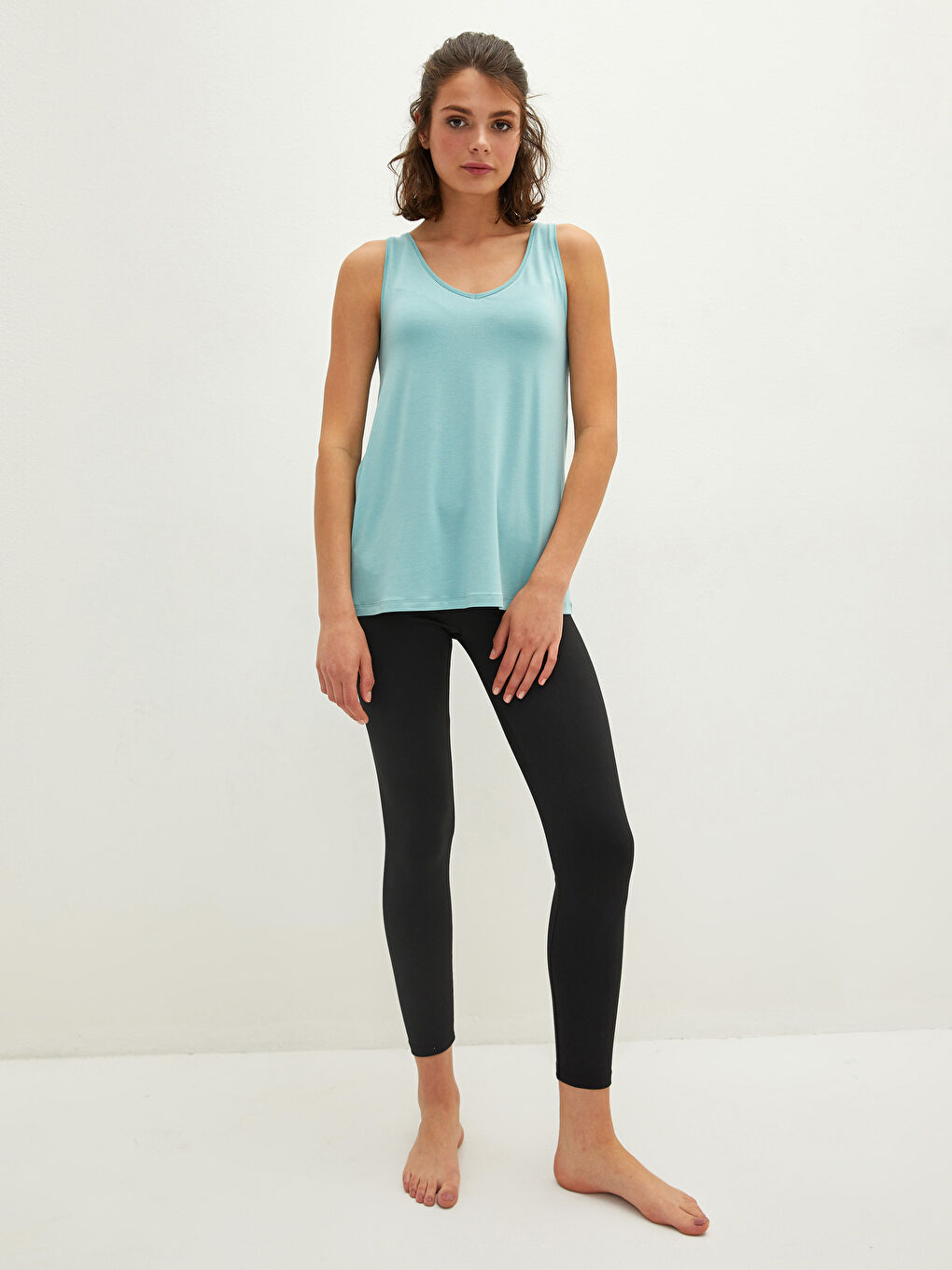 Yeşil V Yaka Düz İç Giyim Atlet-7