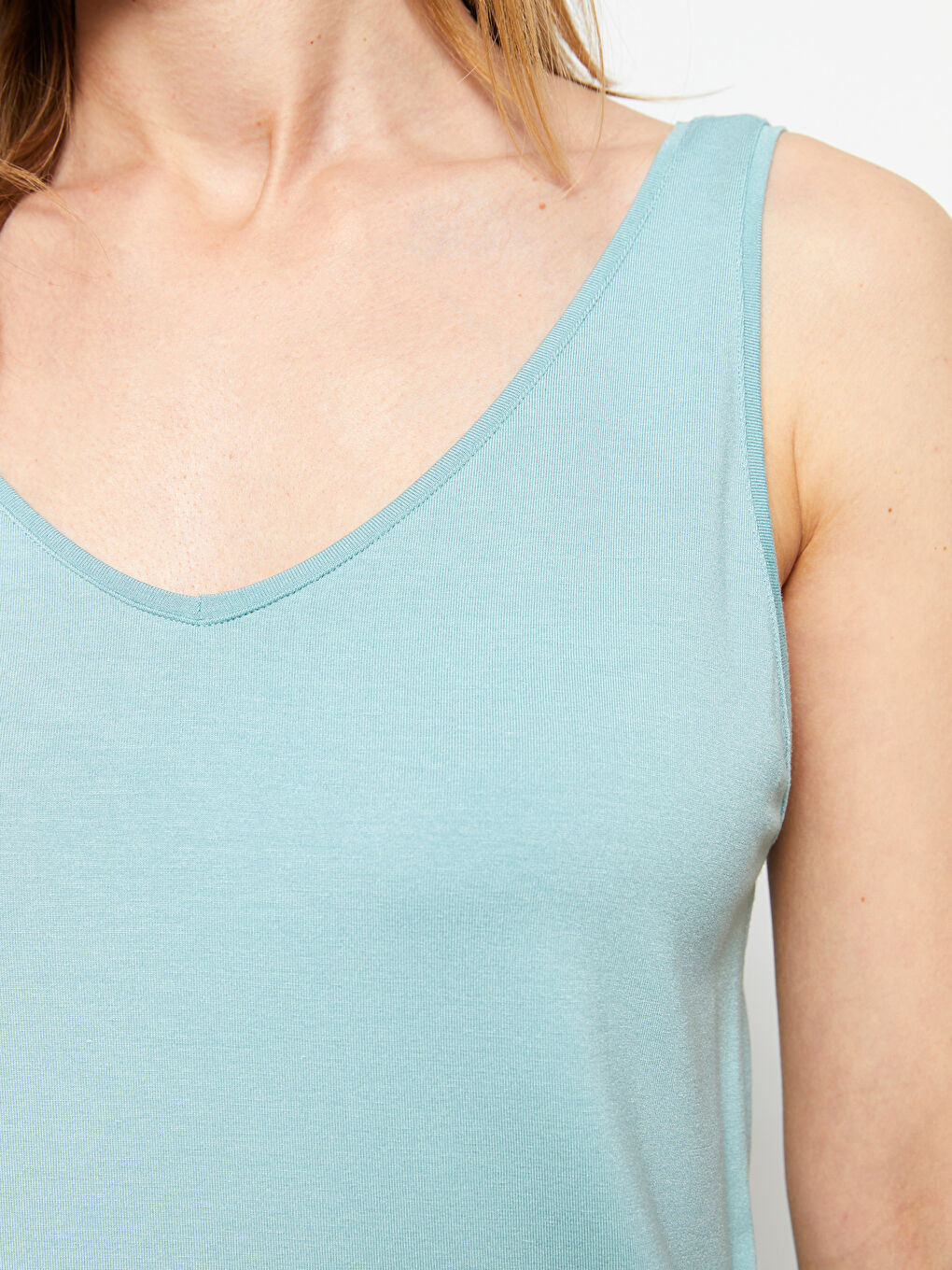 Yeşil V Yaka Düz İç Giyim Atlet-6