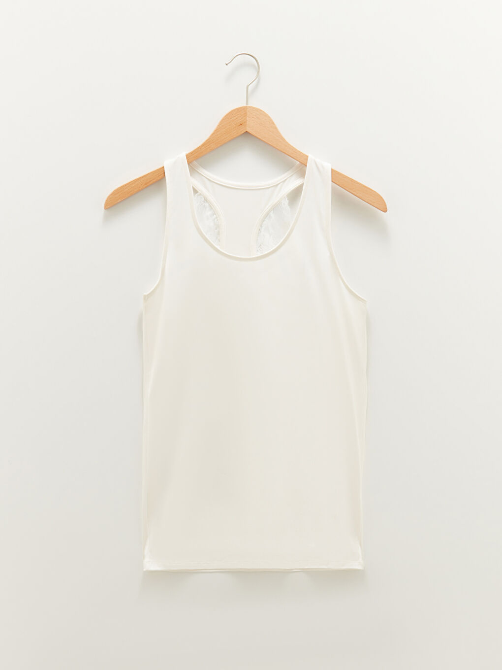 Ekru U Yaka Dantel Detaylı Kadın Atlet-6