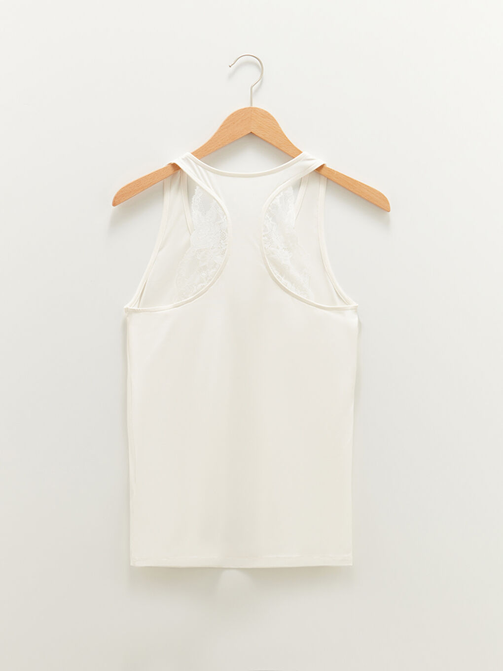 Ekru U Yaka Dantel Detaylı Kadın Atlet-7