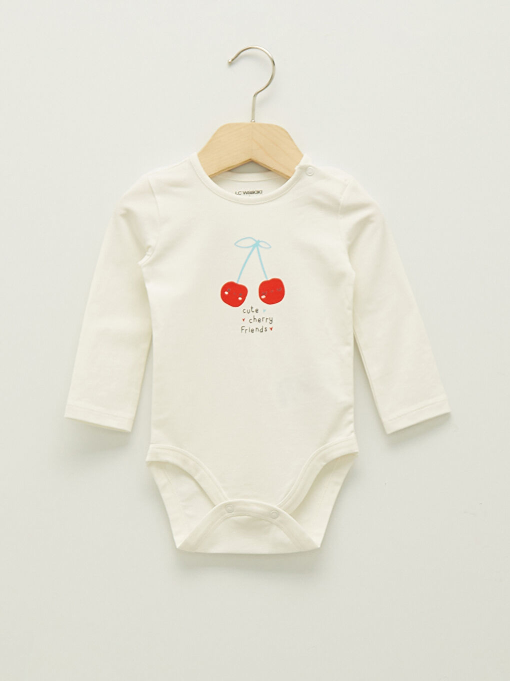 Ekru Bisiklet Yaka Uzun Kollu Baskılı Unisex Bebek Çıtçıtlı Body Pantolon ve Bere 3'lü Takım-5