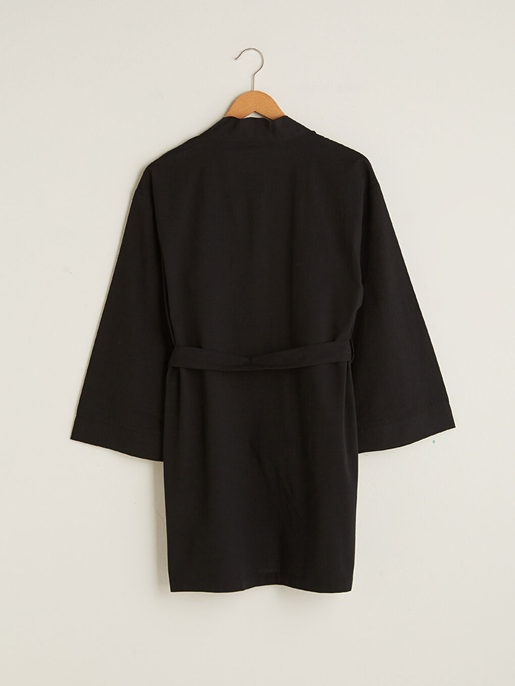 Siyah Cep Detaylı Geniş Kollu Bağlama Detaylı Oversize Kadın Kimono-14