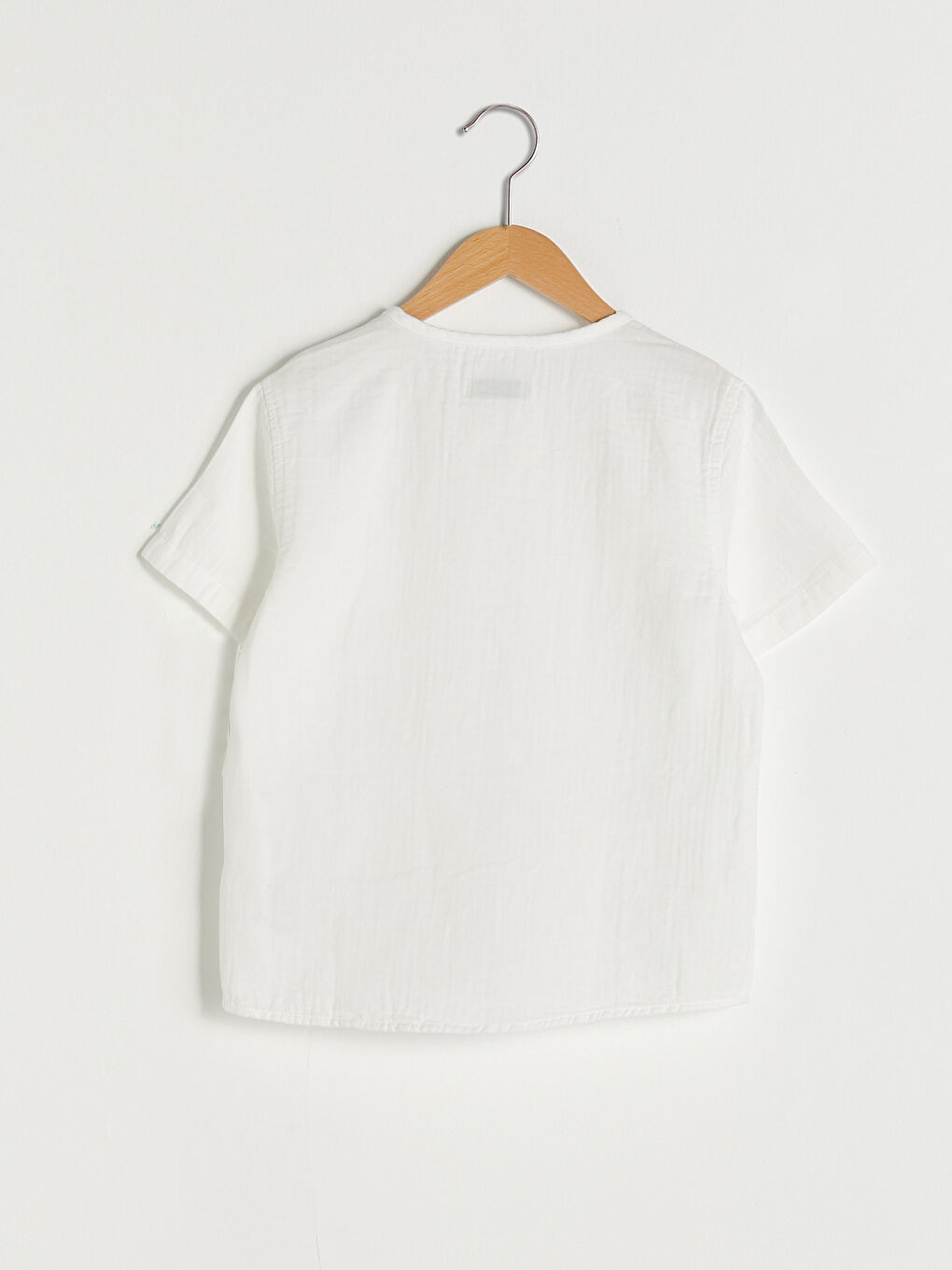 Ekru Bisiklet Yaka Basic Kısa Kollu Erkek Çocuk Gömlek-1