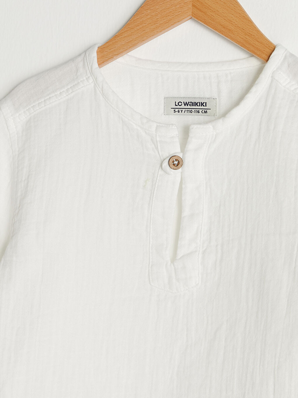 Ekru Bisiklet Yaka Basic Kısa Kollu Erkek Çocuk Gömlek-2