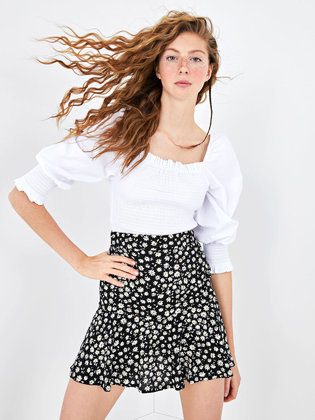 Jupe Short Femme en Viscose Imprimée Florale à Taille Élastique