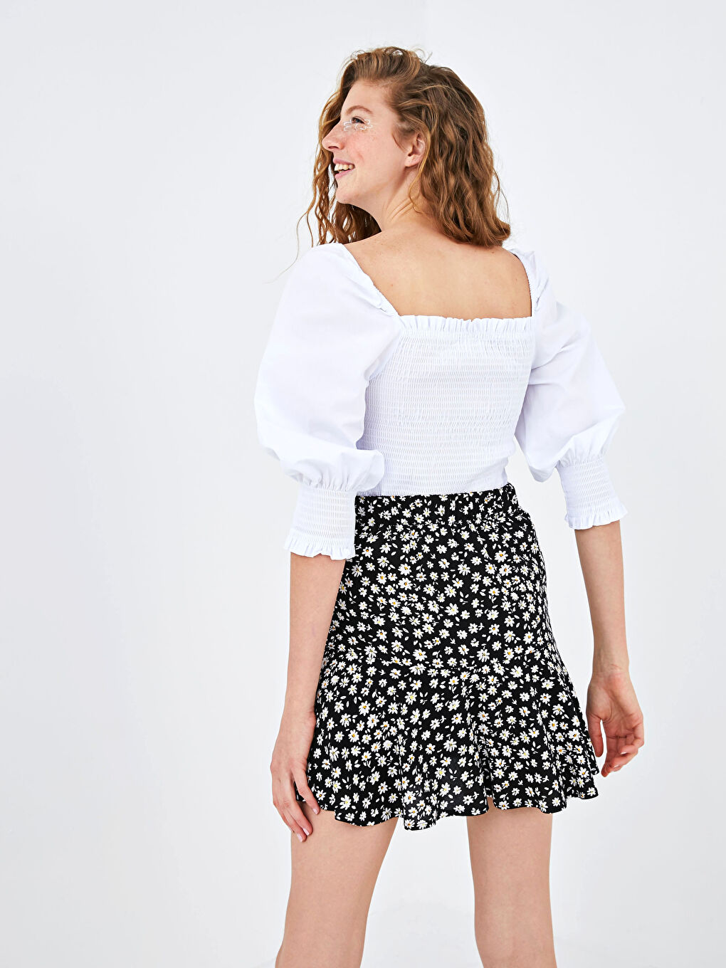 Jupe Short Femme en Viscose Imprimée Florale à Taille Élastique-6