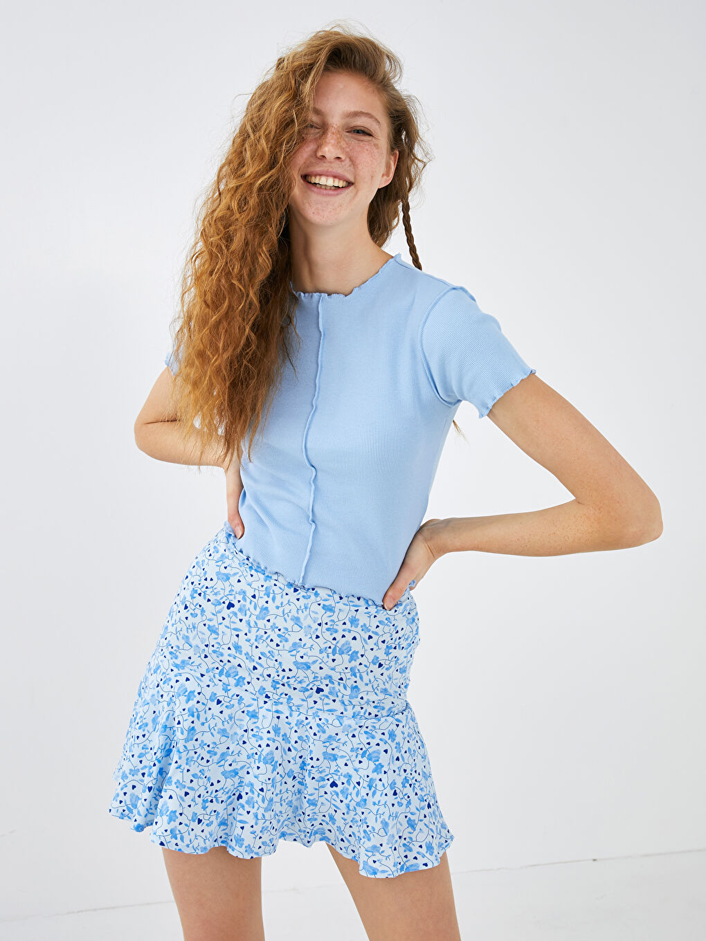 Jupe Courte Imprimée en Viscose avec Taille Élastique pour Femmes