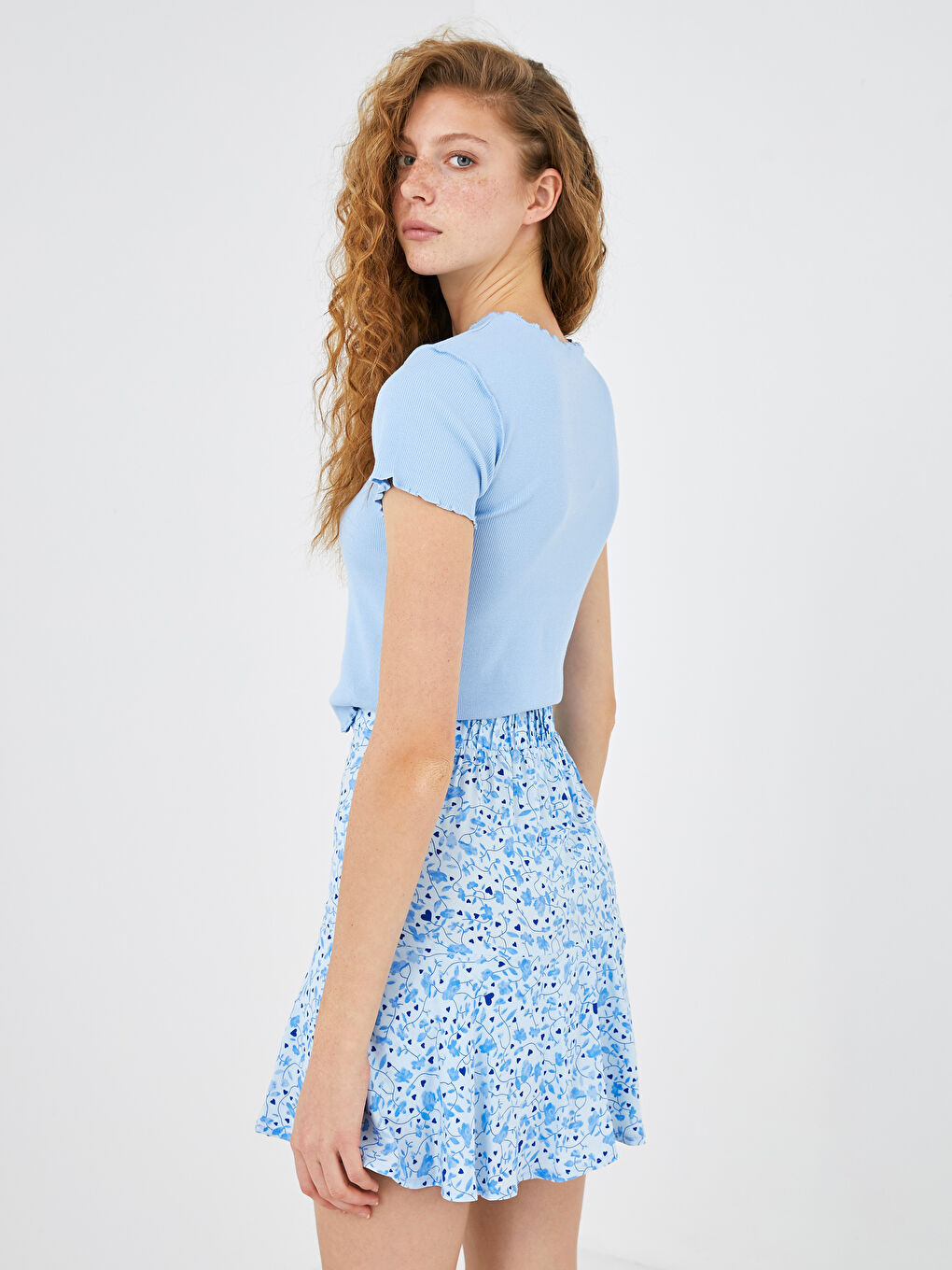 Jupe Courte Imprimée en Viscose avec Taille Élastique pour Femmes-5